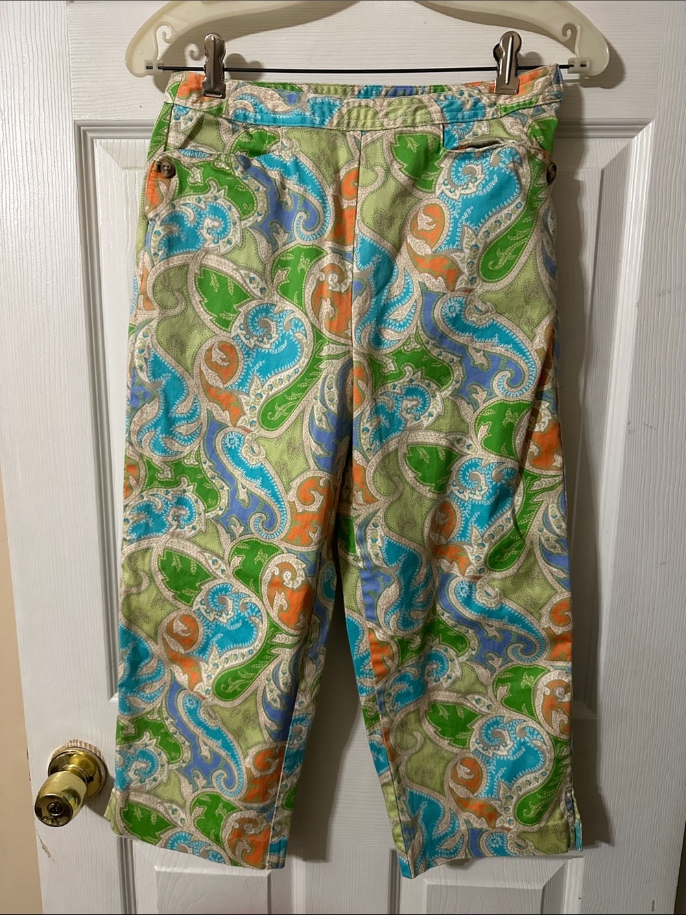 Talbots Paisley Capris in Green, Blue & Orange